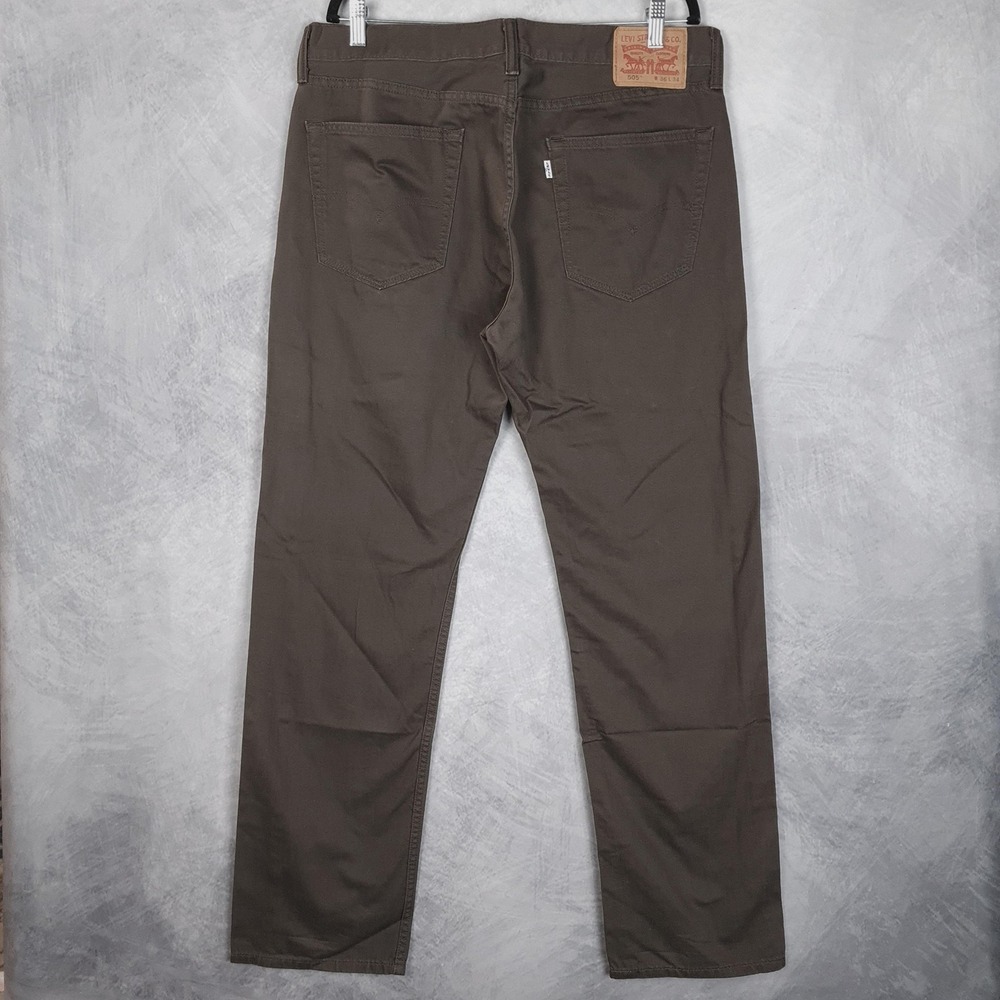 Levis 505 Jeans Mens 36 Dark Brown Denim Straight Leg Regular Fit Casual - Picture 12 of 16
